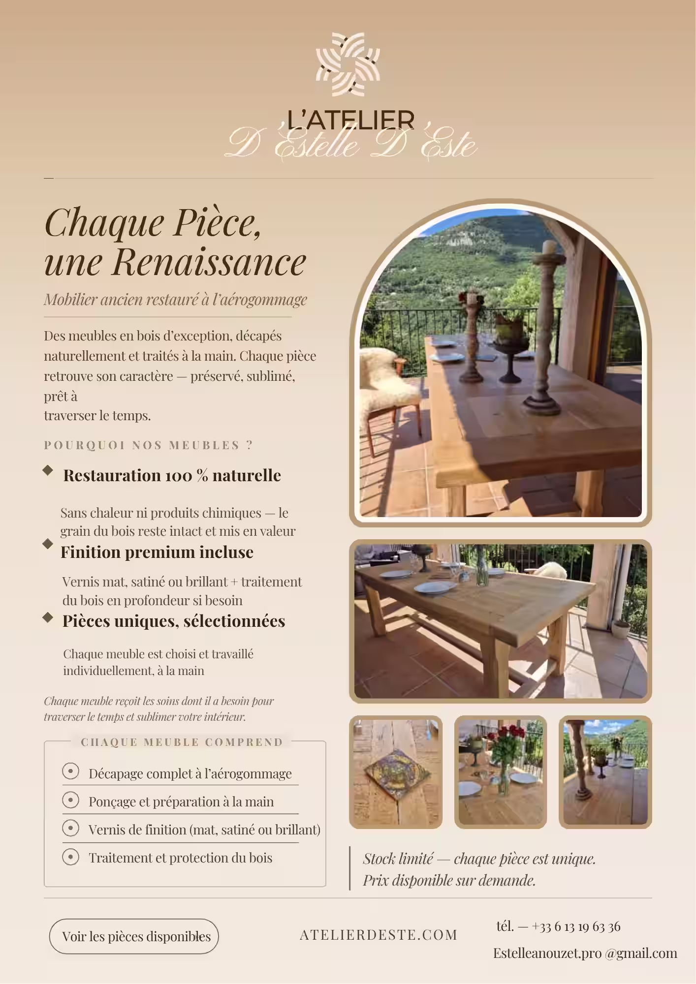 Flyer L'Atelier d'Estelle d'Este — mobilier ancien restauré